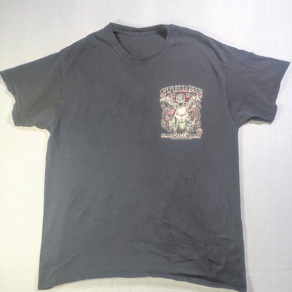 Other - Biker short sleeve T-shirt men's size M black with double side graphic design